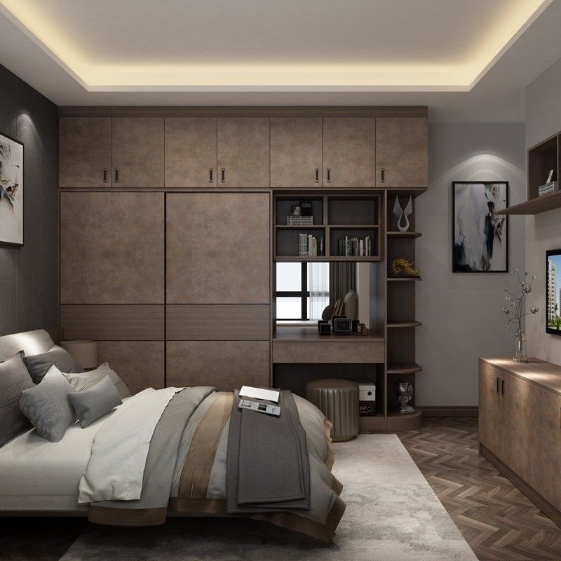 Minimaal onderhoud Moderne houten kleur Melamine Swing Door Slaapkamer Garderobe voor villa