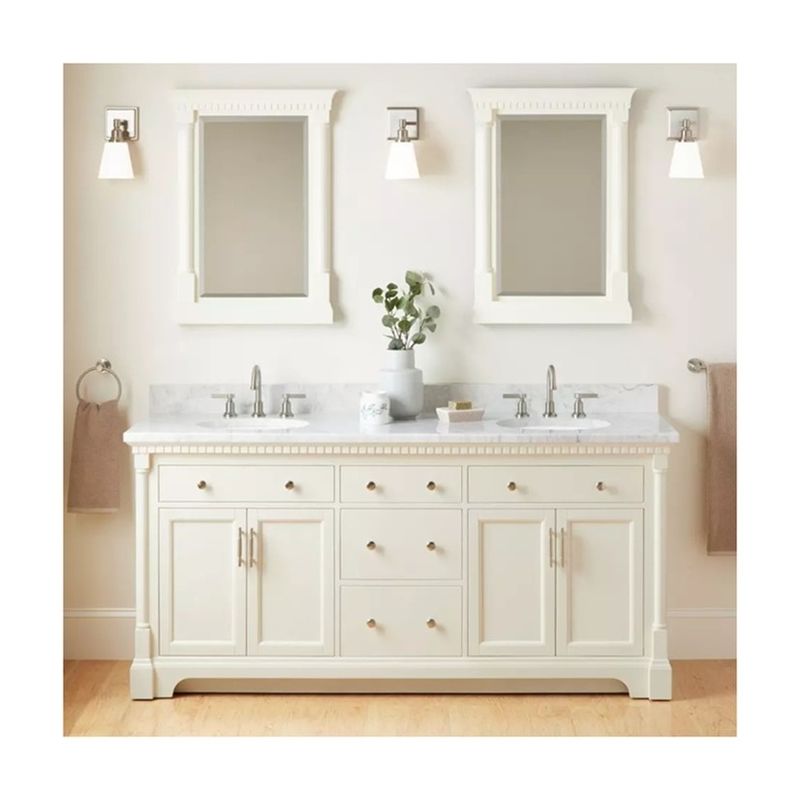 YALIG Kasten Shaker Fluted Panel Quartz Countertop Badkamer Vanity voor 38-46 in Breedte