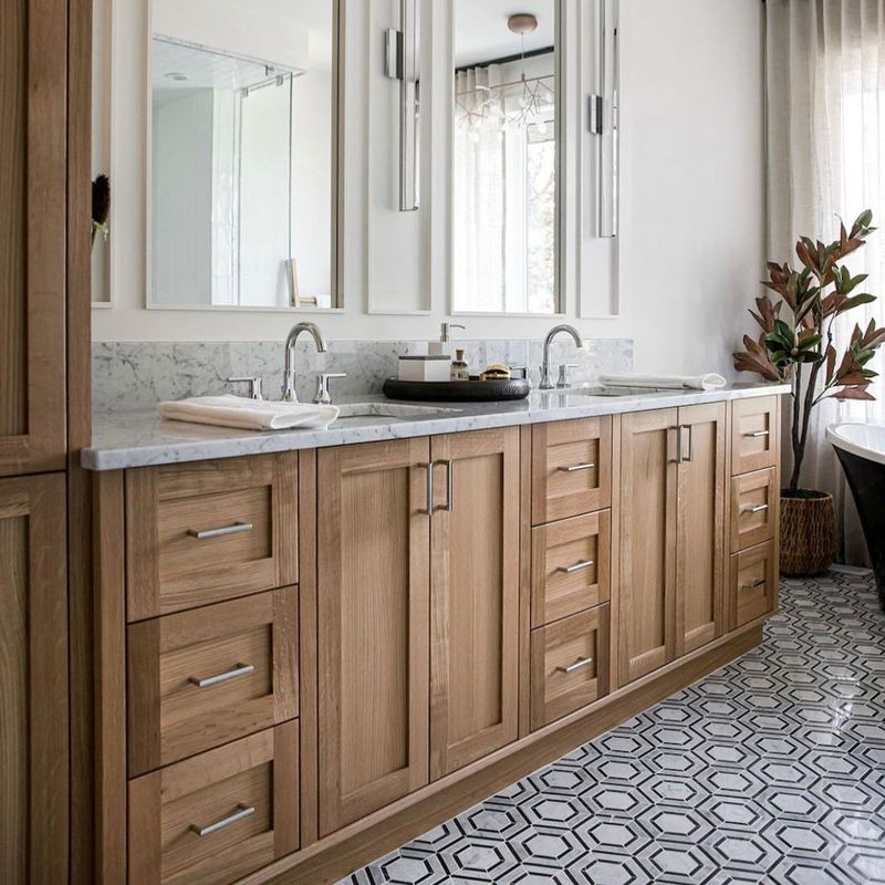 YALIG Kasten Shaker Fluted Panel Quartz Countertop Badkamer Vanity voor 38-46 in Breedte