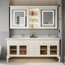 YALIG Kasten Shaker Fluted Panel Quartz Countertop Badkamer Vanity voor 38-46 in Breedte