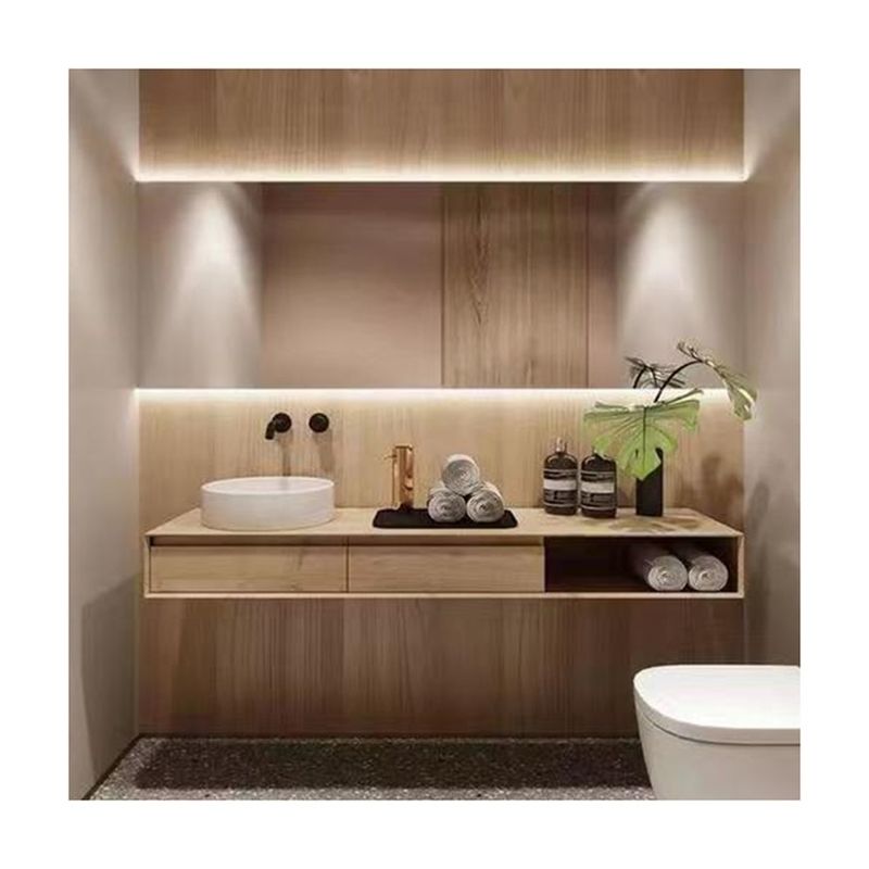 Melamine Vanity Handle-Free Design voor een modern appartement in pure kleur