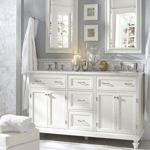 Rectangular White Matte Lacquer Paint Vanity met Soft Close Drawer en Quartz Stone Countertop