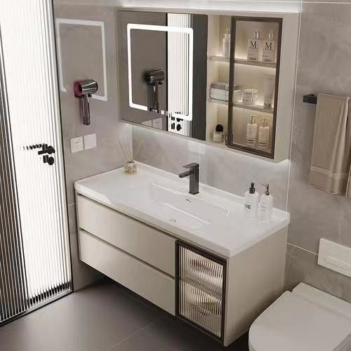 Rectangular White Matte Lacquer Paint Vanity met Soft Close Drawer en Quartz Stone Countertop