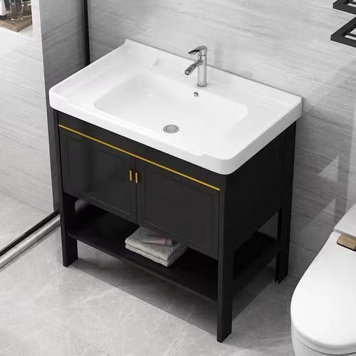 YALIG Plywood Badkamer Kas Vanity Set met dubbele gootsteen en Ground Vanity God Handle