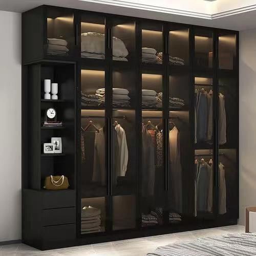 YALIG Houten kast met matte lak, geschilderde afwerking en glazen deur Slaapkamermeubilair