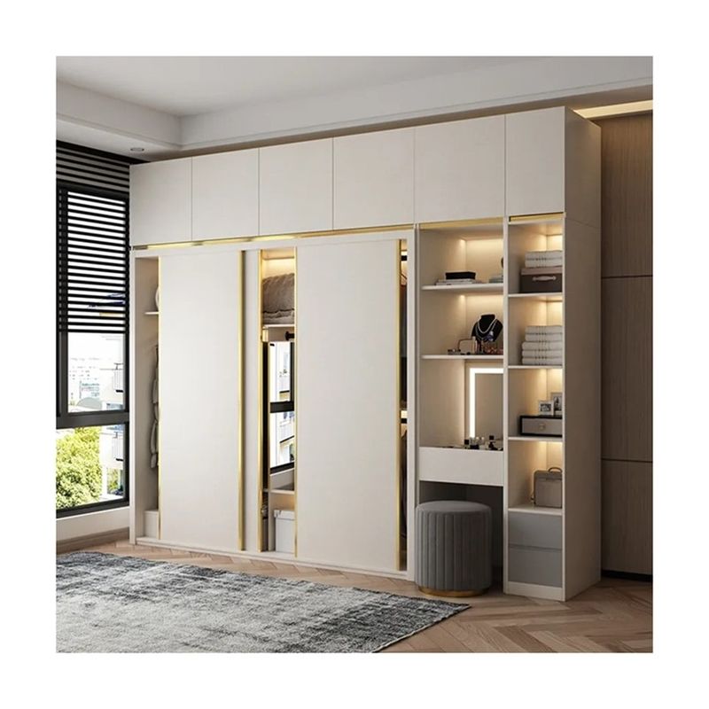 Moderne slaapkamermeubilair Houten kast met schuifspiegel en geen gevouwen stijl