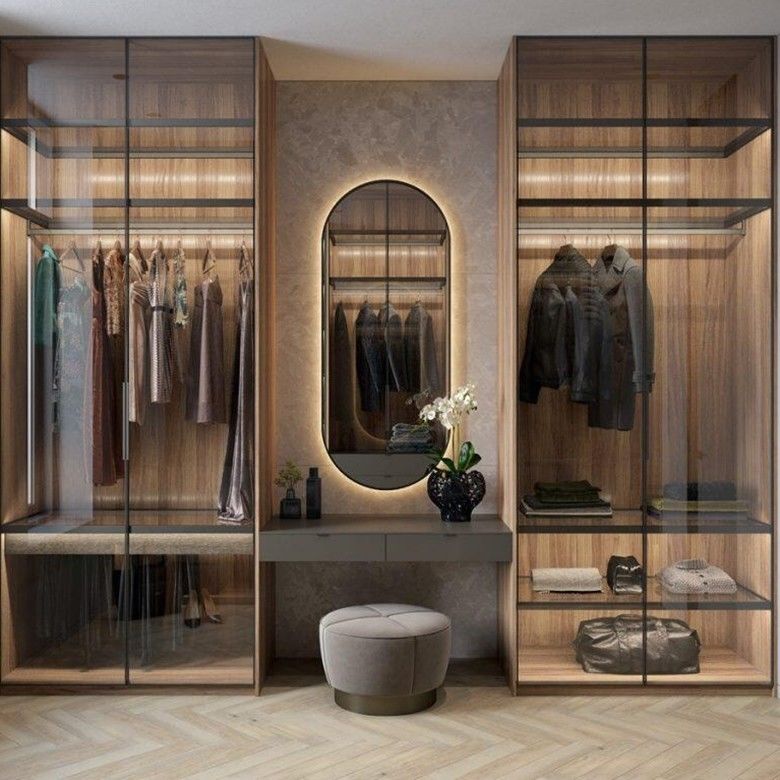 Moderne slaapkamermeubilair Houten kast met schuifspiegel en geen gevouwen stijl